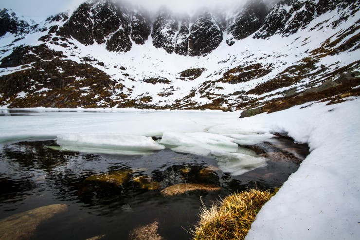 The frozen Loch now starting to break.