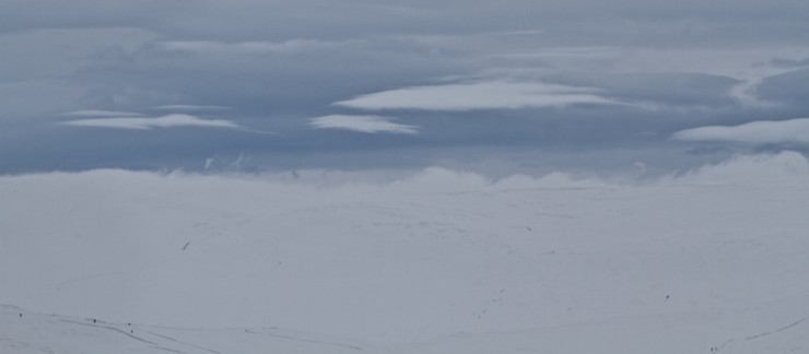 Cloud clearing from Glenshee Ski Centre.
