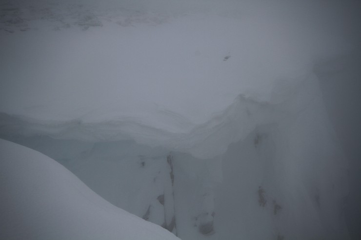 Large cornices exist in some locations. Difficult to scale in these conditions.....but this ones  big!
