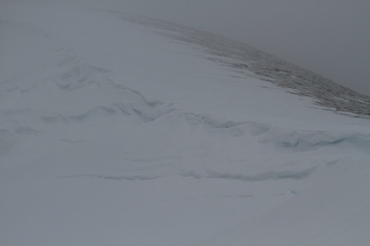 Collapsed cornices in Corrie Fionn. 