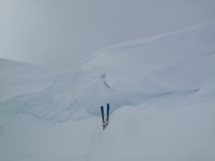 Some large wind features you wouldn't want to ski off in a white-out