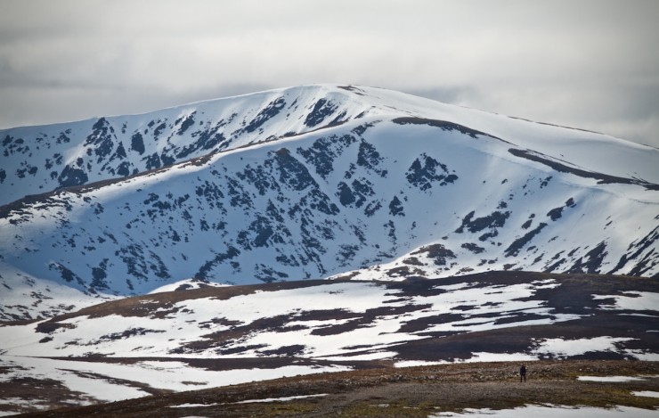 A lone walker in front of Glas Tulaichean.