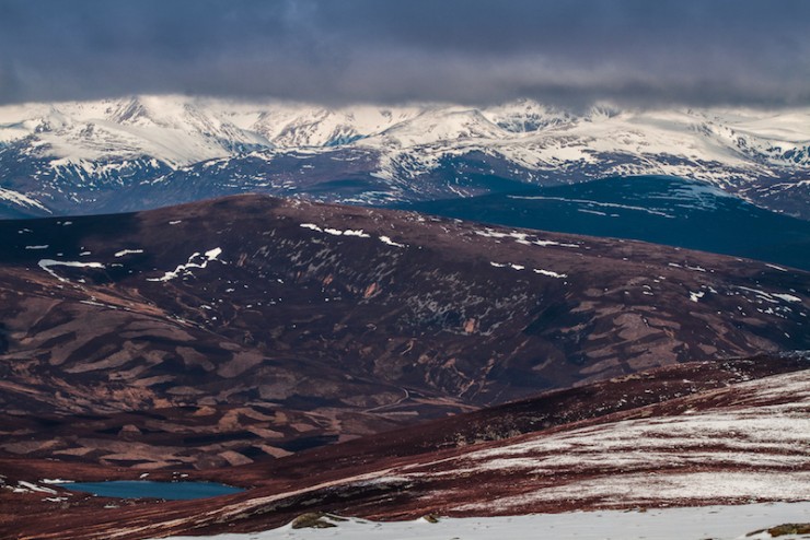 Loch Phadruig and the main Cairngorms.