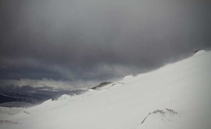 Windy and snowy on the tops.